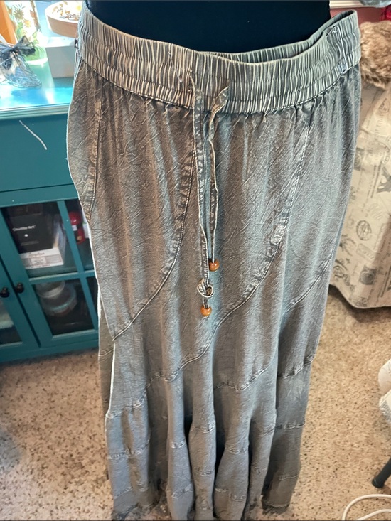 Young Threads Dresses & Skirts - Women's Boho Olive Green Peasant Maxi Skirt Young Threads